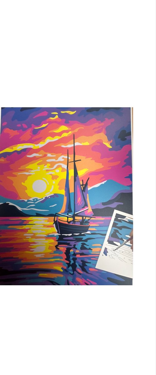 Schilderen op nummer | Zeilboot | Painting DIY | Incl. Canvas/10 verf potjes/Kwastje | Neon kleuren | Paint by number | ca.21 x 29,7 cm